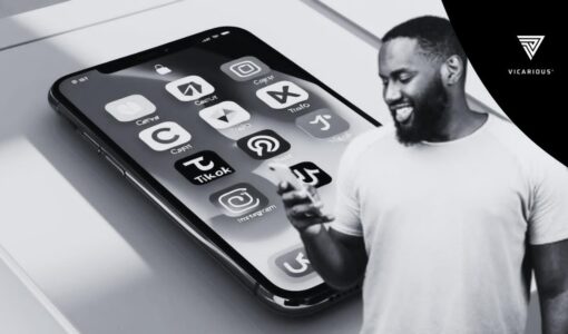 A smartphone screen showing Canva, Trello, and CapCut open on different tabs, with an African creator smiling and working.