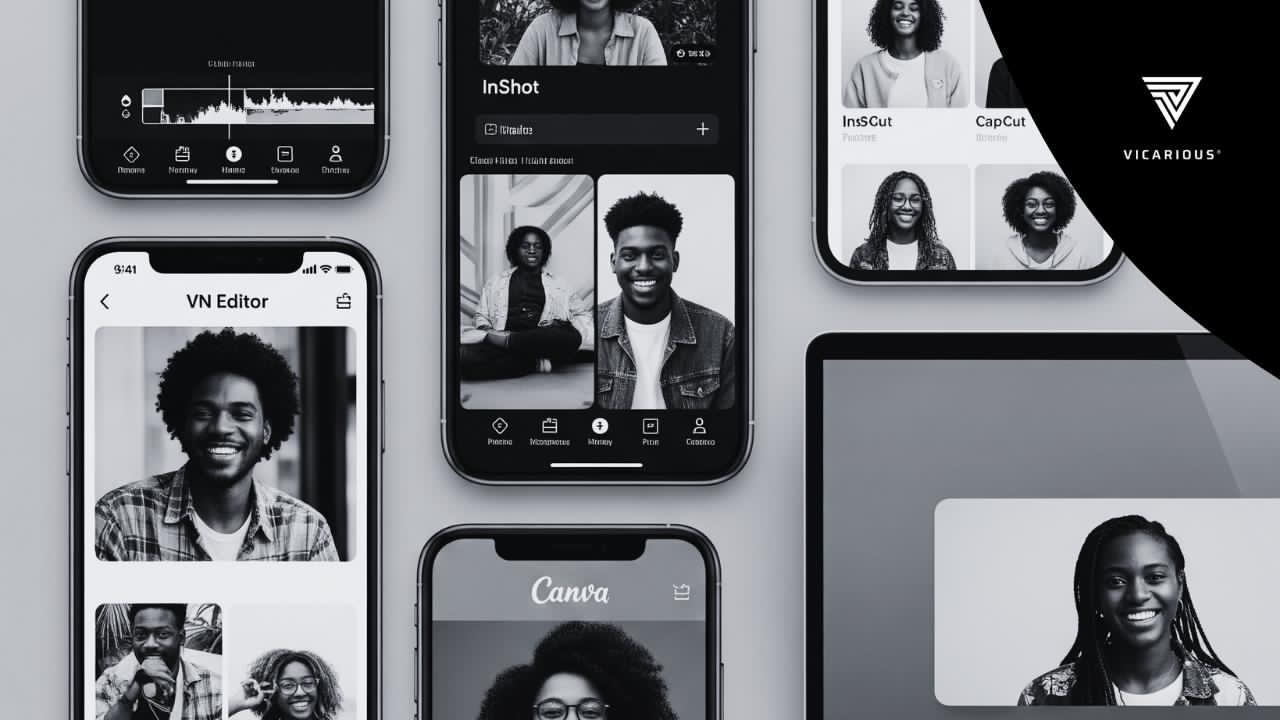 African content creator editing a video using free apps like CapCut and VN