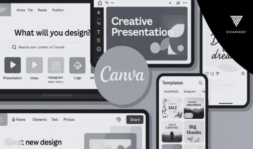 Canva on a mobile device and laptop